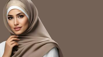 Beautiful woman wearing hijab. AI Generative photo