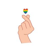 Hand showing lgbt heart. Heart symbol. Pride month concept. Love is love for illustartion vector