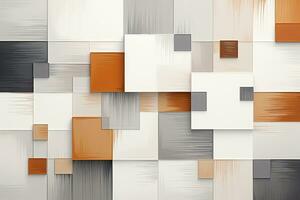Abstract geometric gray brown background, blocks, cubes, square. Generative AI photo