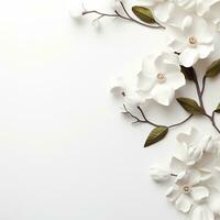 Simple abstract white background, empty surface, space for design. Generative AI photo