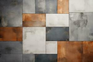 Abstract geometric gray brown background, empty space for design. Generative AI photo