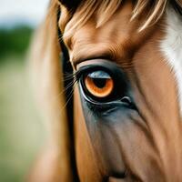 Ai generated content. Graceful Elegance A Horse's Eye in Close-Up photo