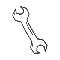 Monkey wrench key hand drawn sketch line drawing. Mechanic tool vector doodle icon logo illustration