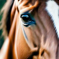 ai generado contenido. agraciado elegancia un caballos ojo en de cerca foto