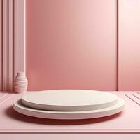 Empty minimalistic podium, stage, stand, pedestal for goods. Generative AI photo