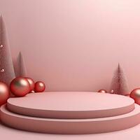Winter Christmas background stage for product display. Generative AI photo