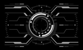 HUD sci-fi interface screen view white geometric on black design virtual reality futuristic technology creative display vector