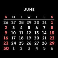 junio 2024 mes calendario. vector ilustración.