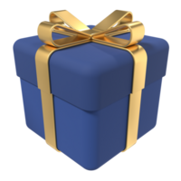 3d Geschenk Box mit golden Schleife. 3d Geschenk Box Symbol. Geburtstag Feier Konzept. 3d Rendern png