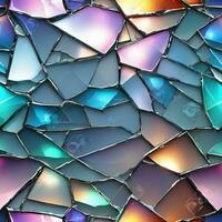 Ai generated content. Shattered Reality Broken Glass in Closeup photo