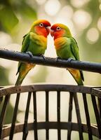 Capturing Love Birds. Heartwarming Photos of Affectionate Avian Couples. Ai Generative