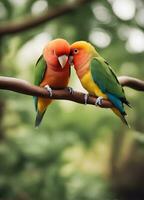 Capturing Love Birds. Heartwarming Photos of Affectionate Avian Couples. Ai Generative