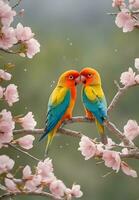 Capturing Love Birds. Heartwarming Photos of Affectionate Avian Couples. Ai Generative