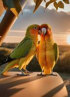 Capturing Love Birds. Heartwarming Photos of Affectionate Avian Couples. Ai Generative