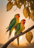 Capturing Love Birds. Heartwarming Photos of Affectionate Avian Couples. Ai Generative