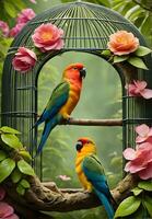 Capturing Love Birds. Heartwarming Photos of Affectionate Avian Couples. Ai Generative