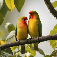 Capturing Love Birds. Heartwarming Photos of Affectionate Avian Couples. Ai Generative