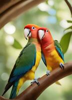 Capturing Love Birds. Heartwarming Photos of Affectionate Avian Couples. Ai Generative