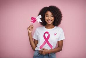 mundo pecho cáncer conciencia día. rosado temática cinta. ai generativo foto