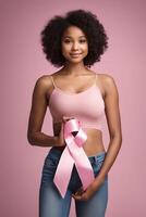 Breast cancer awarness. worlds breast cancer day pinked ribbon themed. Ai Generative photo