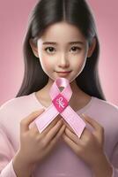 Breast cancer awarness. worlds breast cancer day pinked ribbon themed. Ai Generative photo