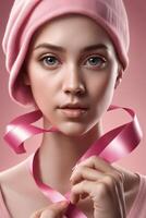 Breast cancer awarness. worlds breast cancer day pinked ribbon themed. Ai Generative photo