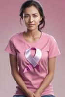 pecho cáncer conciencia. mundos pecho cáncer día rosado cinta temático ai generativo foto