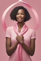 Breast cancer awarness. worlds breast cancer day pinked ribbon themed. Ai Generative photo