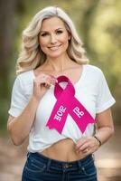 Breast cancer awarness. worlds breast cancer day pinked ribbon themed. Ai Generative photo