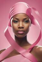 Breast cancer awarness. worlds breast cancer day pinked ribbon themed. Ai Generative photo