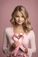 Breast cancer awarness. worlds breast cancer day pinked ribbon themed. Ai Generative photo