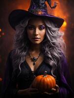 Halloween women witch spooky and scary themed. Ai Generative photo