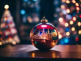 decorado Navidad árbol con pelota, campana y muchos más. ai generativo foto