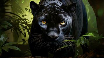 Black Panther in Jungle.Ai Generative photo