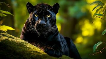 Black Panther in Jungle.Ai Generative photo