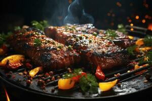 Sizzling Sensation A Delectable Steak Experience. Ai Generative photo