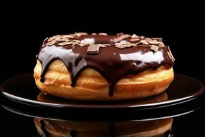 anillo rosquillas cubierto en Formación de hielo y rocía y chocolate. ai generativo foto