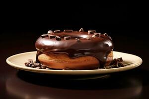 anillo rosquillas cubierto en Formación de hielo y rocía y chocolate. ai generativo foto