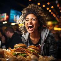 delicioso el famoso bife, vegetal hamburguesa experiencia. ai generativo foto