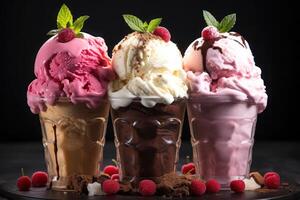 worl famous Ice Cream Delights. Satisfy Your Sweet Cravings. Ai Generative photo