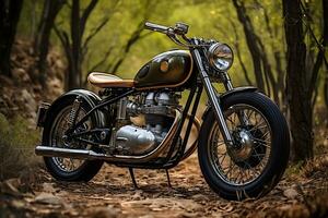 Exploring the World of Classic, Vintage, and Modified Motorcycles. Ai Generative photo