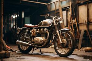 explorador el mundo de clásico, antiguo, y modificado motocicletas ai generativo foto