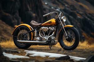 Exploring the World of Classic, Vintage, and Modified Motorcycles. Ai Generative photo