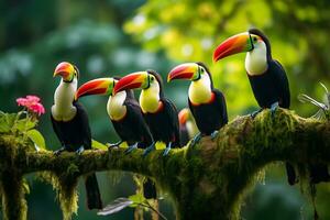 toucan family sharp images. Ai Generative photo