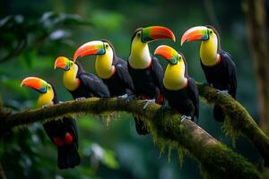 toucan family sharp images. Ai Generative photo