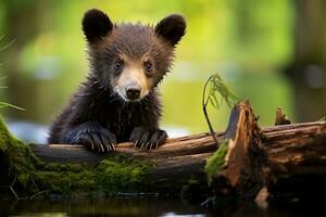 oso pardo oso madre y cachorros hd calidad maquinilla de afeitar agudo imágenes ai generativo foto