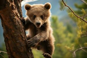 Grizzly bear mother and cubs. HD Quality Razor sharp images. Ai Generative photo