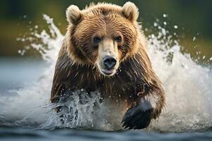 Grizzly bear mother and cubs. HD Quality Razor sharp images. Ai Generative photo