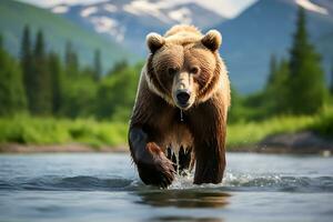 Grizzly bear mother and cubs. HD Quality Razor sharp images. Ai Generative photo