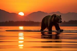 Grizzly bear mother and cubs. HD Quality Razor sharp images. Ai Generative photo